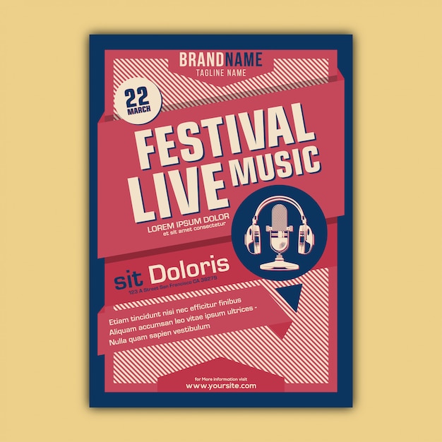 Vector of Music Festival Poster Template with Vintage and Retro Style