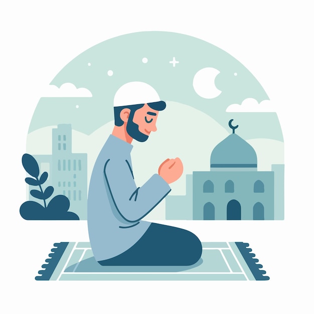 Vector vector muslim guy praying