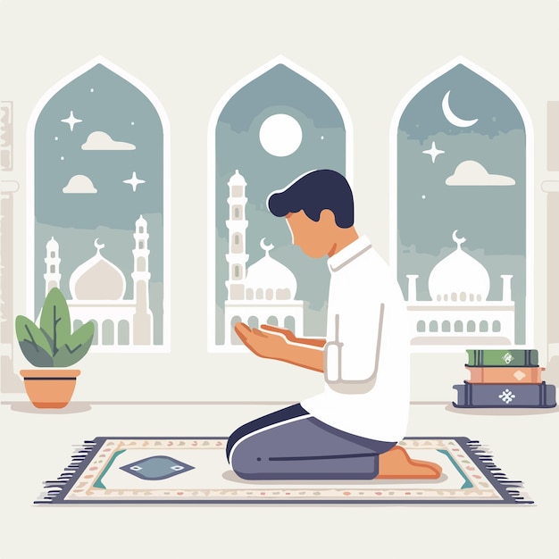 Vector vector muslim guy praying