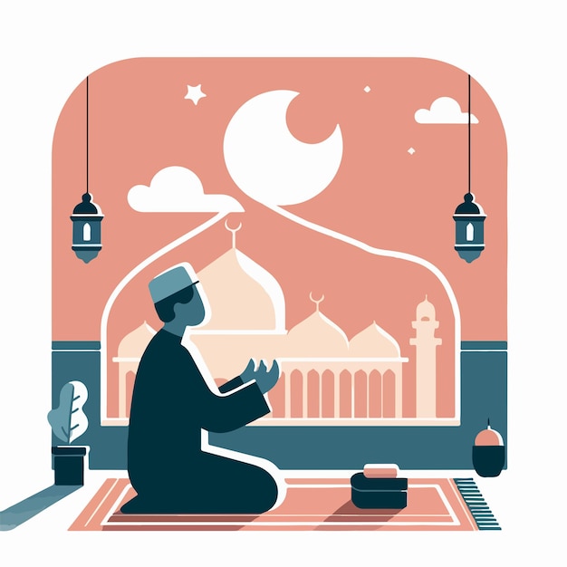 Vector vector muslim guy praying