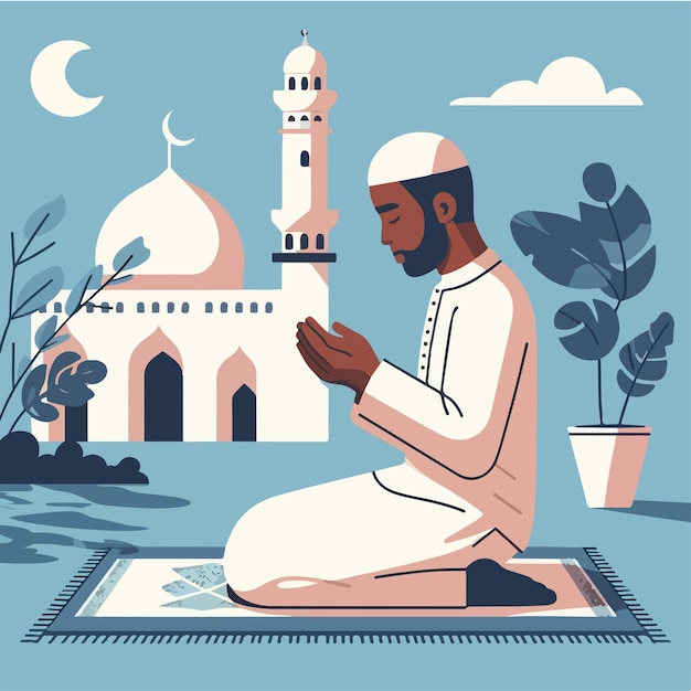 Vector vector muslim guy praying