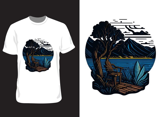 Vector nature mountain t shirt design