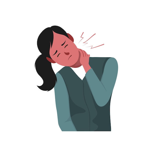 vector neck pain character illustration