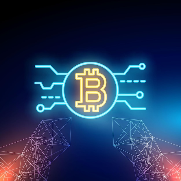 vector neon bitcoin tech background