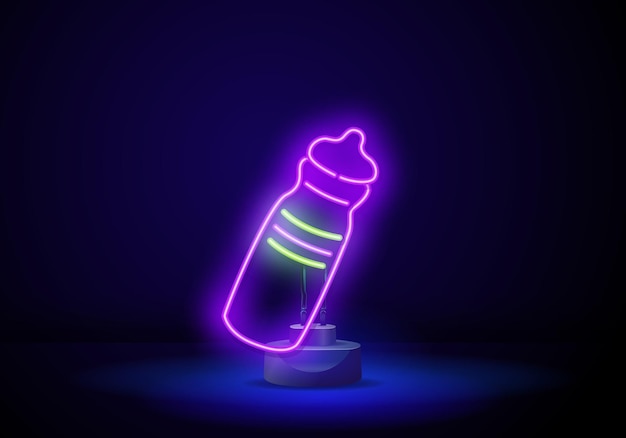 Vector of neon light signage of sports equipment for water bottles