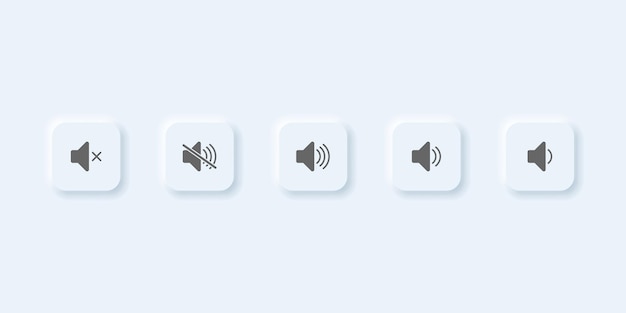 Vector neumorphic style Volume button set for UI design