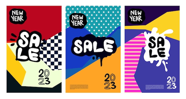 Vector New Year 2023 Sale with colorful abstract background for banner advertising