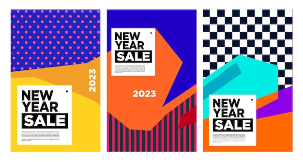 Vector New Year 2023 Sale with colorful abstract background for banner advertising