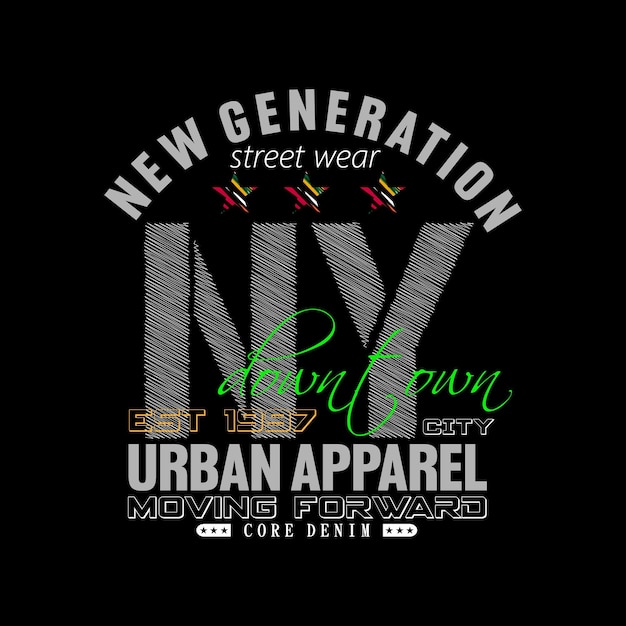 vector new york urban apparel text lettering t shirt stylish design