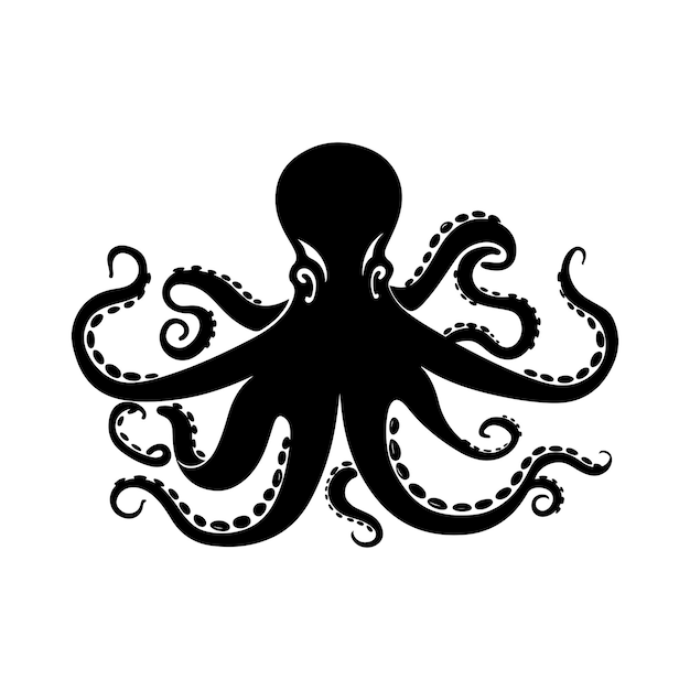 Vector octopus illustration beautifully painted octopus black lines on a white background