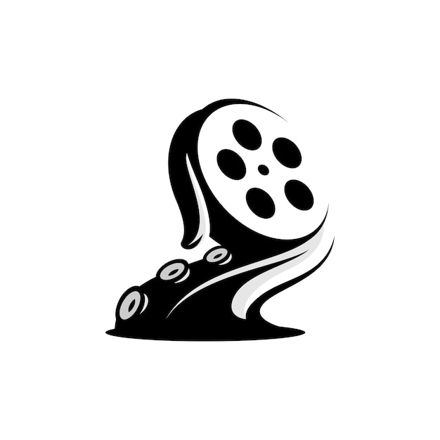 vector octopus tentacles carrying film roll animal and cinema vector