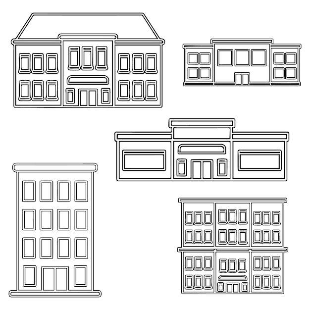 vector office set of building linear