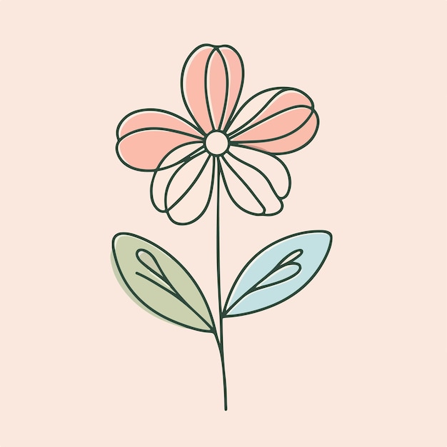 vector one line art of a flower