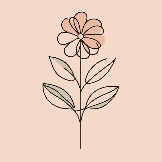 vector one line art of a flower