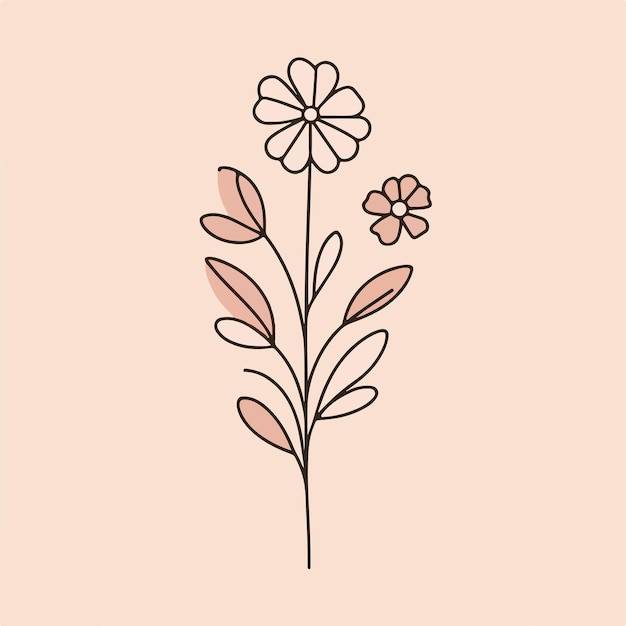 vector one line art of a flower