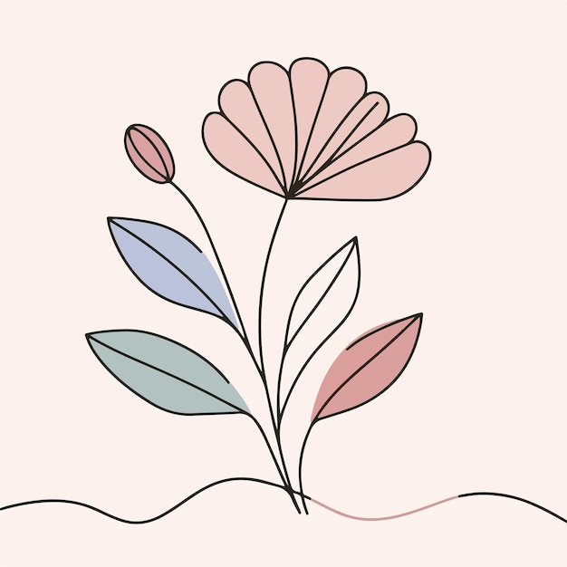 Vector vector one line art of a flower