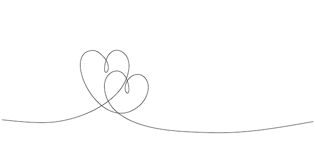 Vector one line drawing of heart stroke image Love sketch symbol