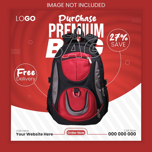 Vector online bags store social media post instagram ad banner template