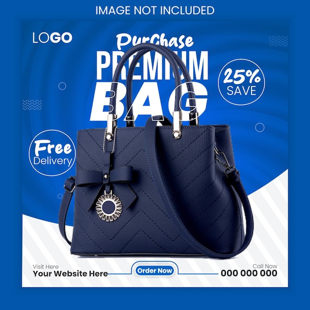 vector online bags store social media post instagram ad banner template