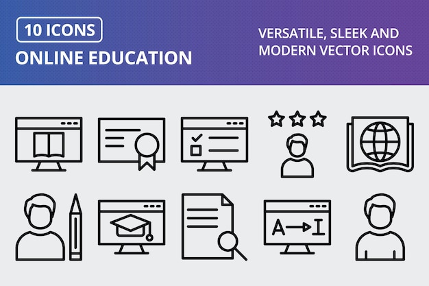 Vector Online Education Icon Set