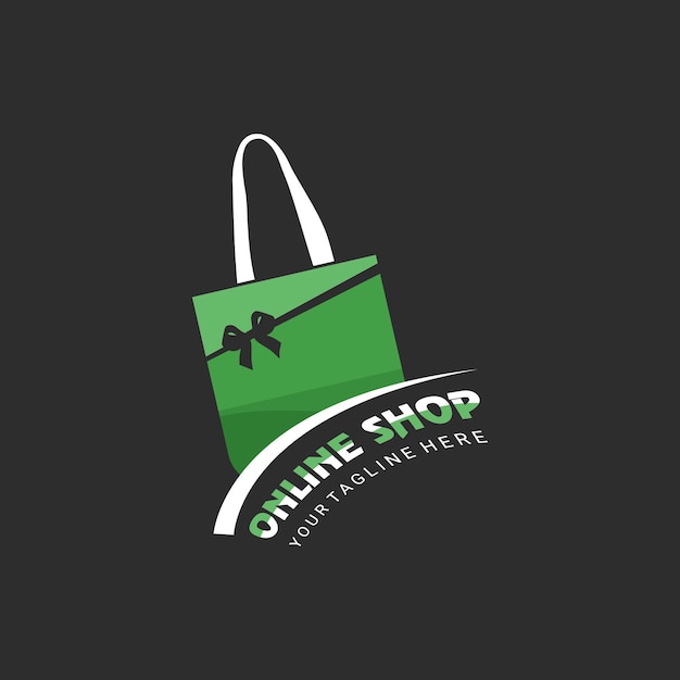 Vector online shop logo design template with bag