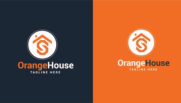 vector orange flat residential logo design