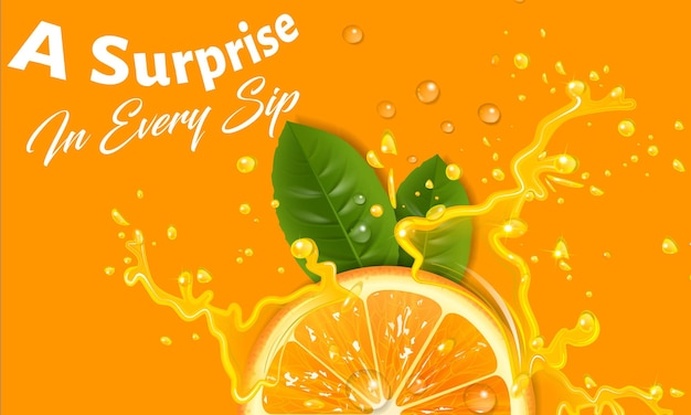 vector Orange juice splash design for label and packaging