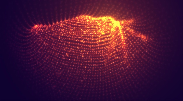 Vector orange with red stream of luminous particles