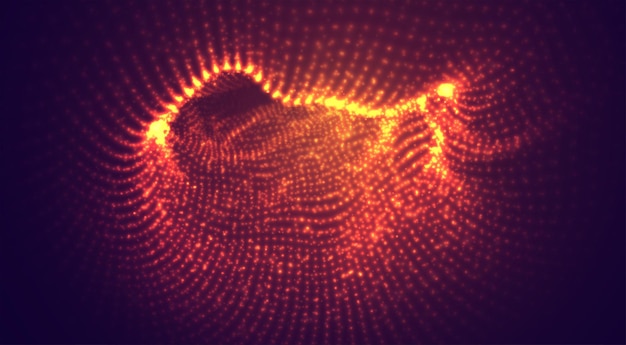 Vector orange with red stream of luminous particles