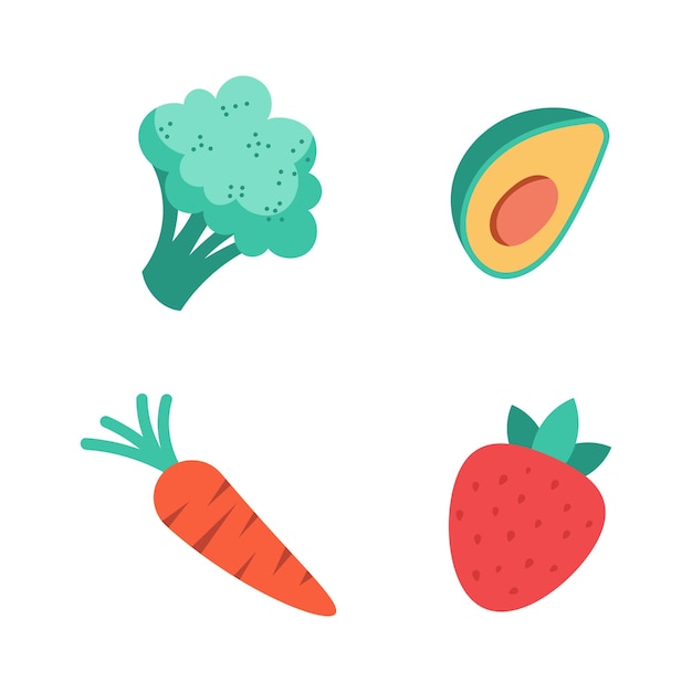 Vector organic flat fruit collection illustrated