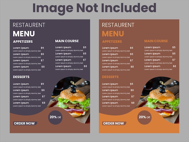 Vector vector organic flat rustic restaurant vertical menu