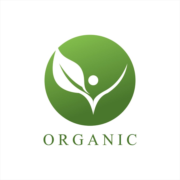 Vector organic label natural leaf green vector