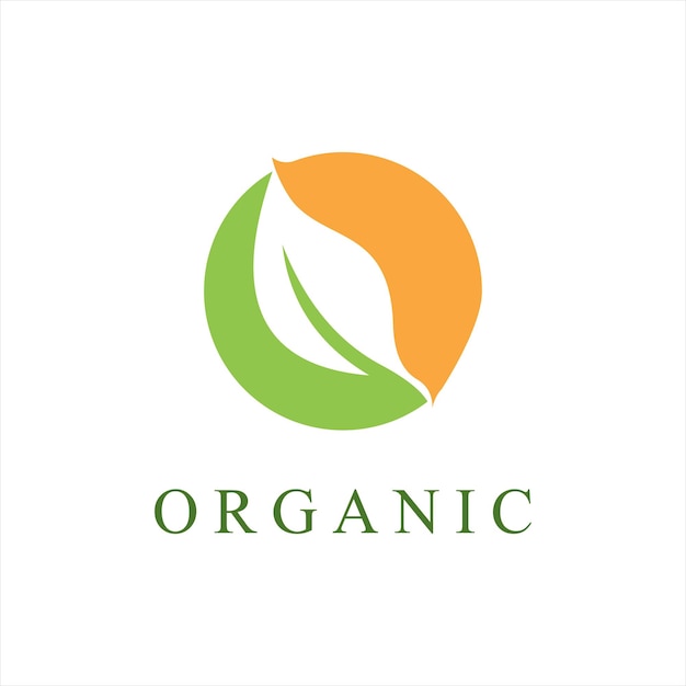 Vector organic label natural leaf green vector