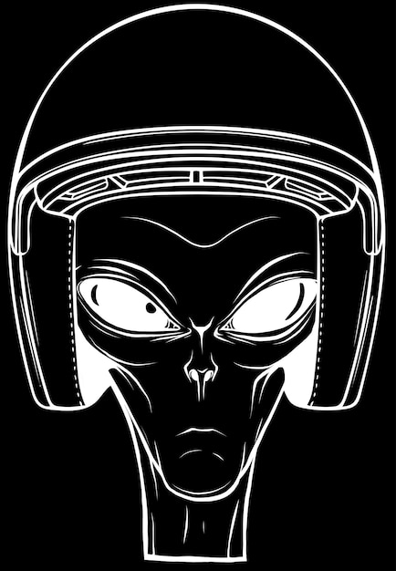 Vector outline alien head vector illustration