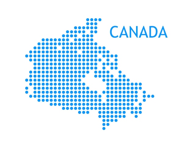 Vector outline of Canada in blue pixelated style