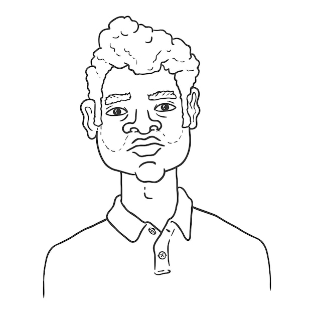 Vector Outline Character - Indian Man with Curly Hair