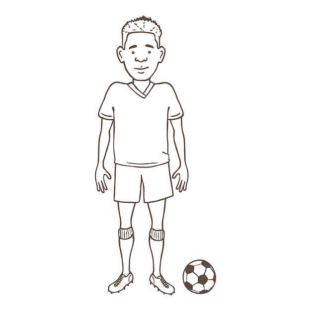 Vector Outline Character  Young Man in Full Football Equipment