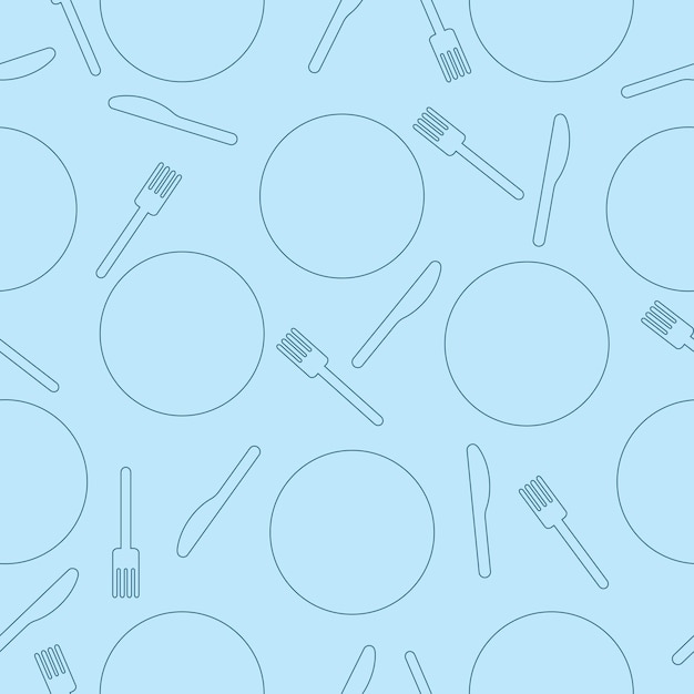 Vector outline cutlery seamless pattern