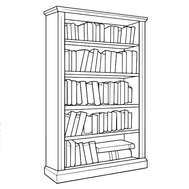 Vector outline icon of a bookshelf perfect for library and educationthemed designs