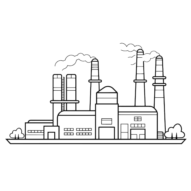 Vector outline icon of a power plant ideal for energy and industry designs