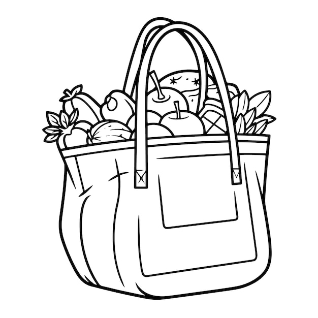 Vector outline icon of a shopping cloth bag ideal for retail designs