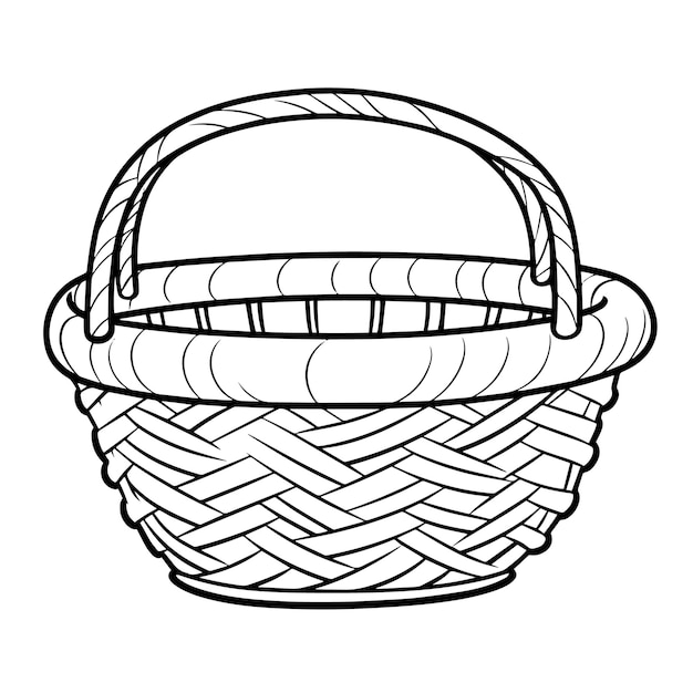 Vector outline icon of a wicker basket perfect for rustic designs