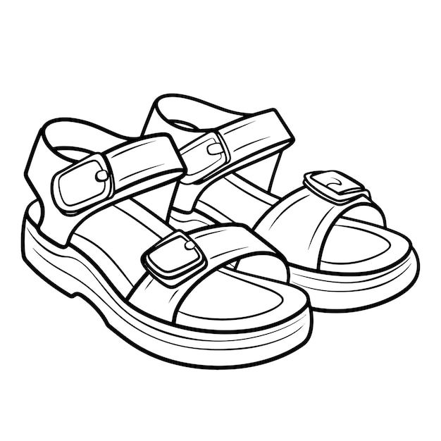 Vector outline of trendy strap sandals icon