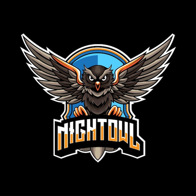 Vector owl mascot logo for sport and esport isolated