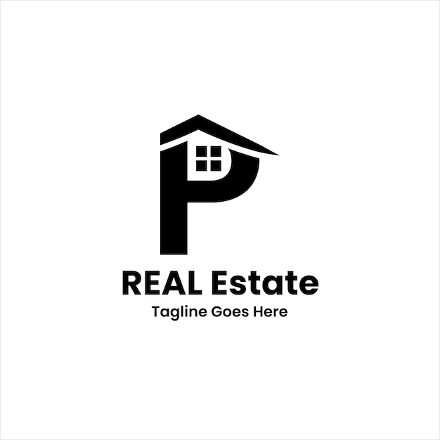 Vector p letter real estate logo design