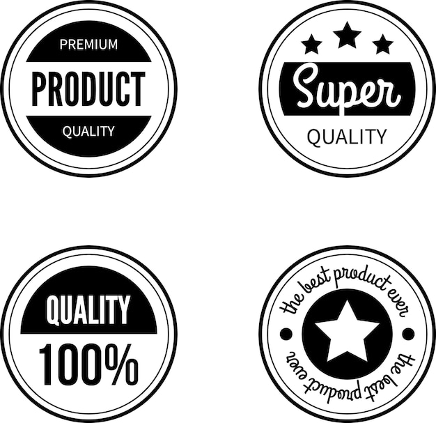 Vector vector pack of retro labels for products isolated on transparent background