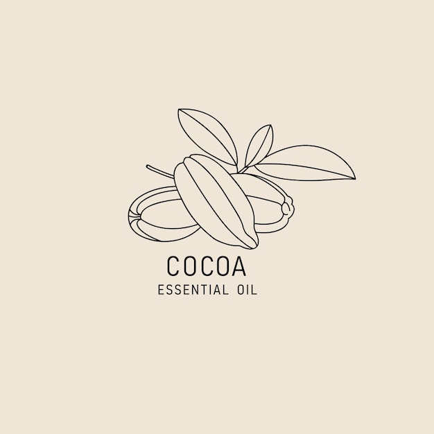 Vector packaging design element and icon in linear style cocoa oil healthy vegan food Logo sign