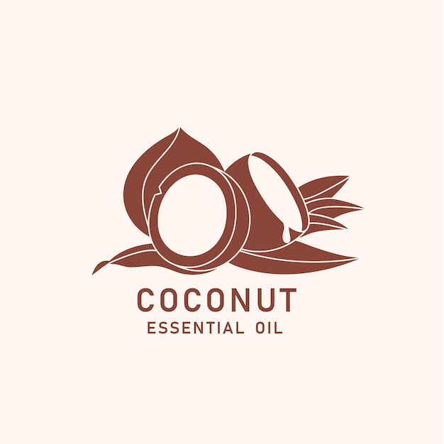 Vector packaging design element and icon in linear style coconut oil healthy vegan food Logo sign