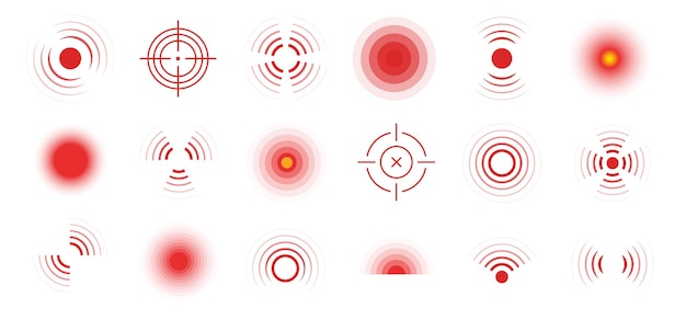Vector Pain Circles isolated on white Ache spots collection