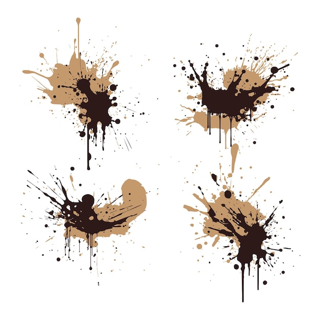 Vector paint splatter stain illustration set